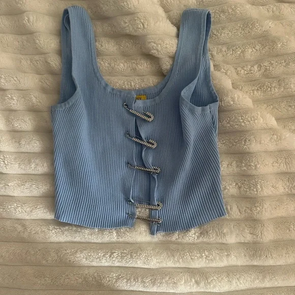 Daisy Light Blue Ribbed Knitwear - Picture 3 of 4